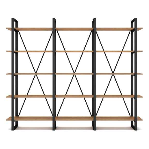 Černý/přírodní regál v dekoru dubu 218x180 cm Aviva – Marckeric