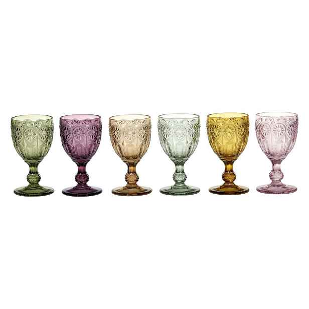 Sada 6ks barevných skleniček na víno  Saint-Émilion zúžené - Ø8*15cm / 230ml Chic Antique
