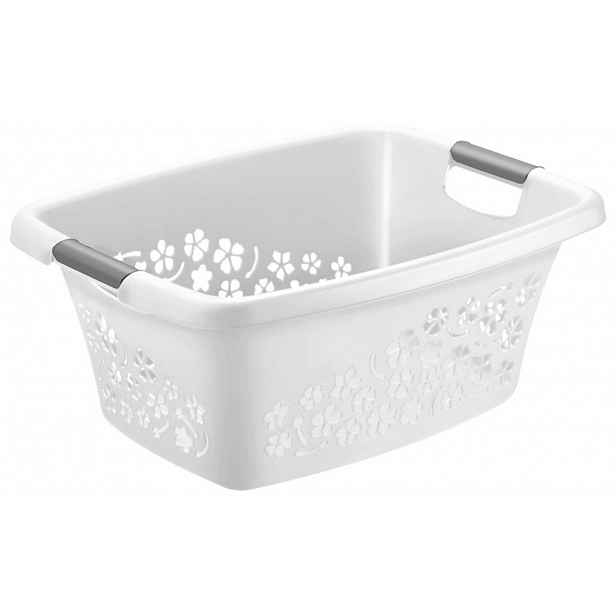 Koš na prádlo Flowers 25 l, bílý