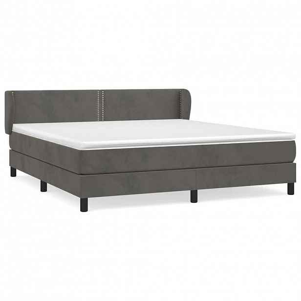 vidaXL Box spring postel s matrací tmavě šedá 180x200 cm samet