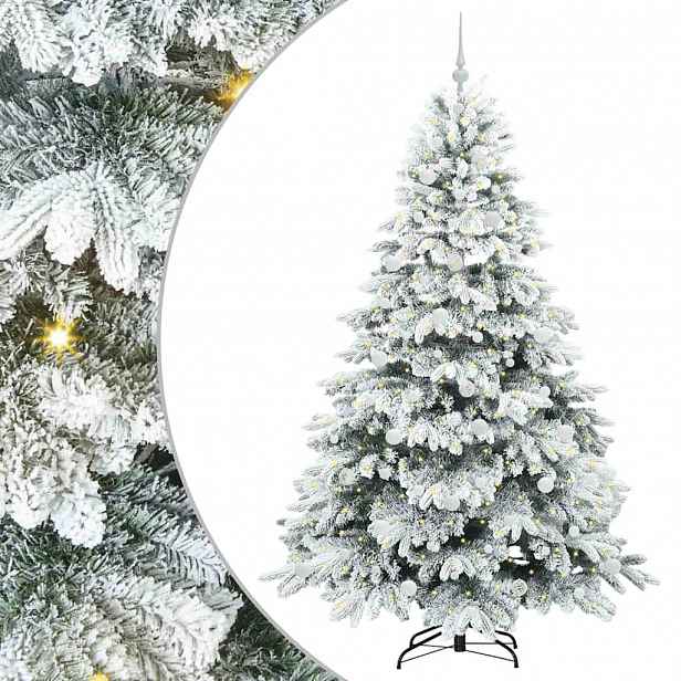 vidaXL Umělý vánoční stromeček s 300 LED diodami Bílá 210 cm PE a PVC
