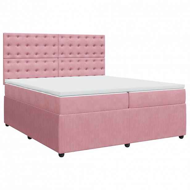 vidaXL Box spring postel s matrací růžová 200x200 cm samet