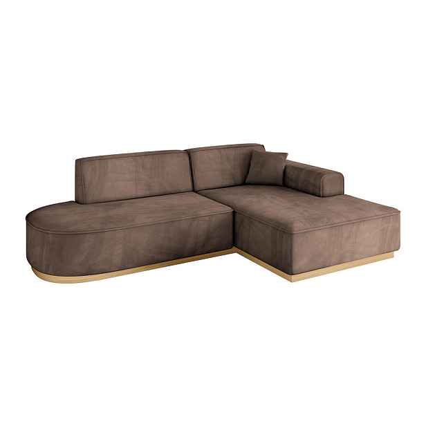 ALTDECOR ROHOVÁ SEDAČKA s otomanem, pravá IREA-L1-v2 232x165x80 Hnědá Velur