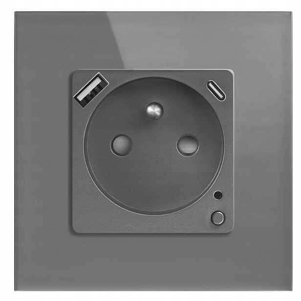 Elektrická Zásuvka Usb A+c Zigbee Skleněná Pro Měření Energie Tuya 20W Qc