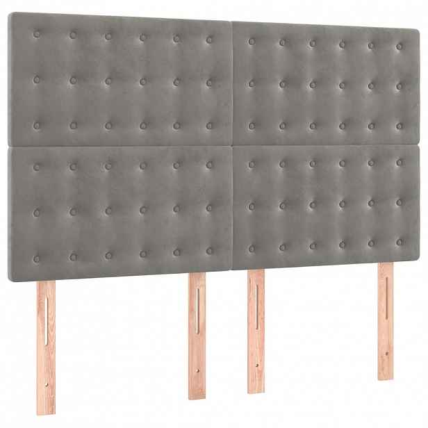 vidaXL Čelo postele světle šedé 144x5x118/128 cm sametové