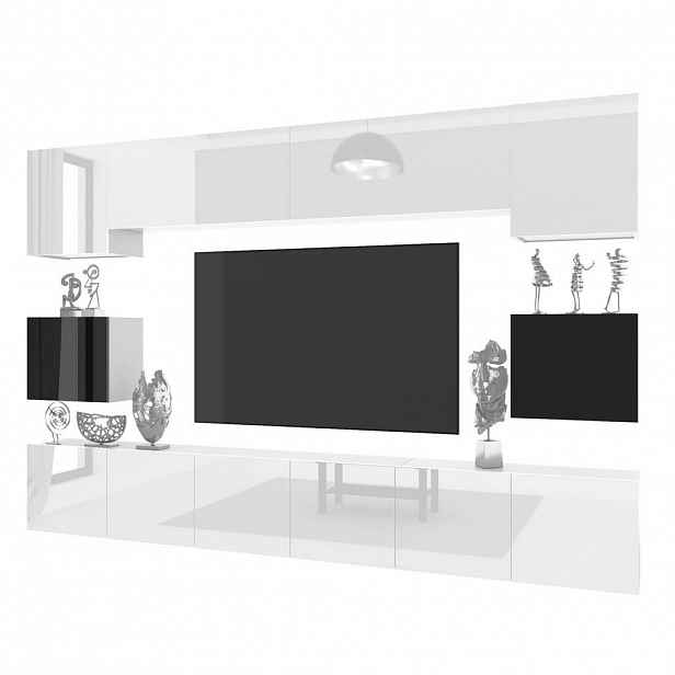 B BELINI GROUP OBÝVACÍ STĚNA Milano 3, Bílá lesklá / Černá lesklá, 300 cm, Bezúchytková