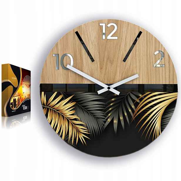 Dřevěné nástěnné hodiny Golden 33 cm Ultra Tiché