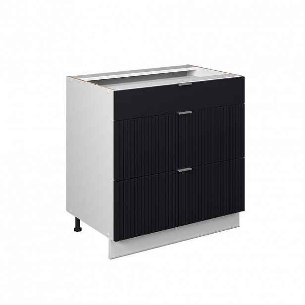 Vicco SPODNÍ SKŘÍŇKA KUCHYŇSKÉ LINKY Fame-Line Černý pruhovaný 80 cm se 3 zásuvkami, bez pracovní desky