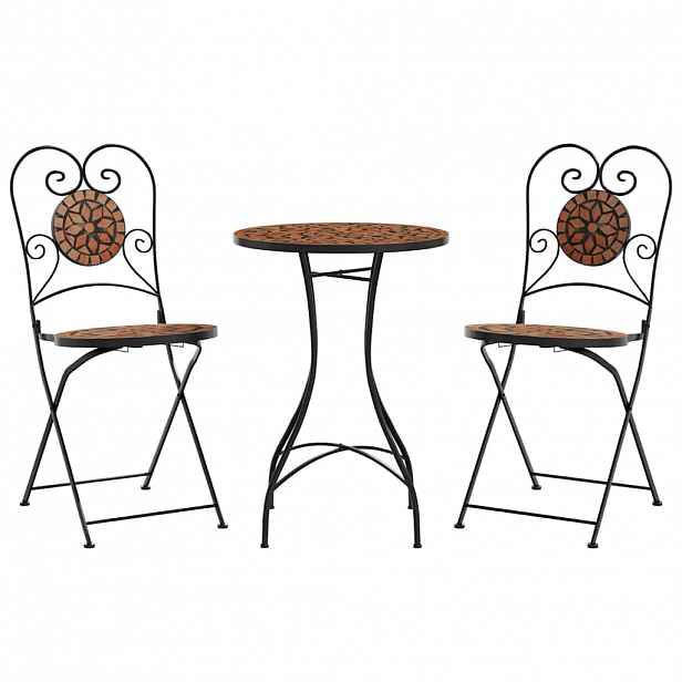 vidaXL Mozaikový bistro set terakotový železo a keramika