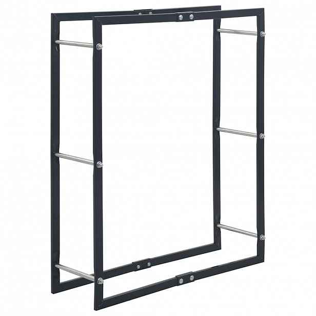 vidaXL Stojan na palivové dříví černý 80 x 25 x 100 cm ocel