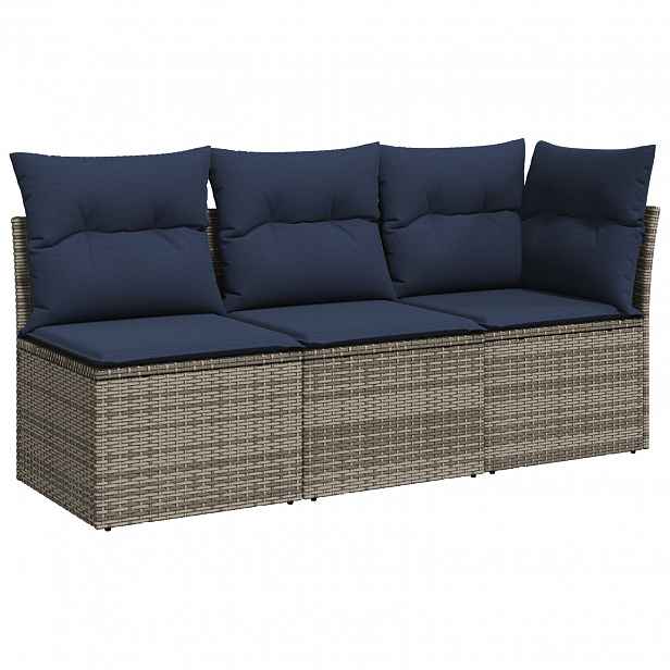 vidaXL Zahradní sofa s polštářem Šedá 172 x 62 x 69 cm Poly ratan
