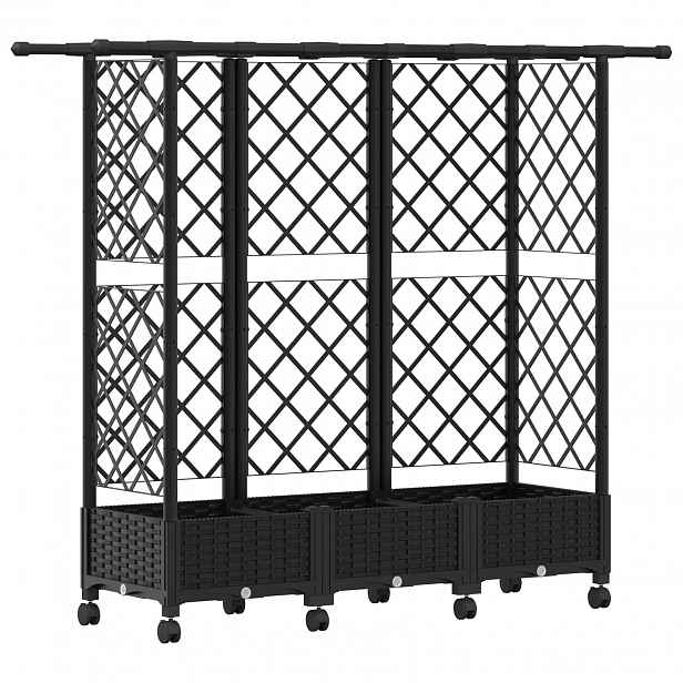 vidaXL Vyvýšený záhon s treláží a střechou Černá 164 x 40 x 127 cm PP