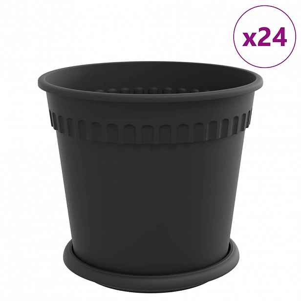 vidaXL Květináče 24 ks Černá Plast