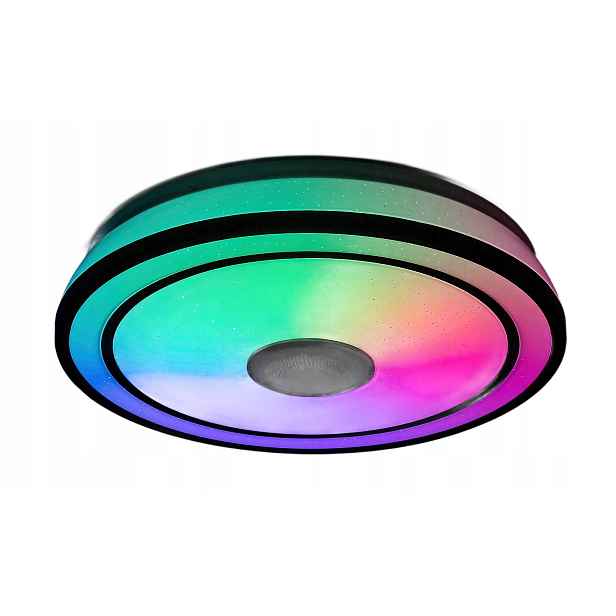 Rabalux Stropní Svítidlo s Bluetooth Rgb reproduktorem, Kulatý, černý