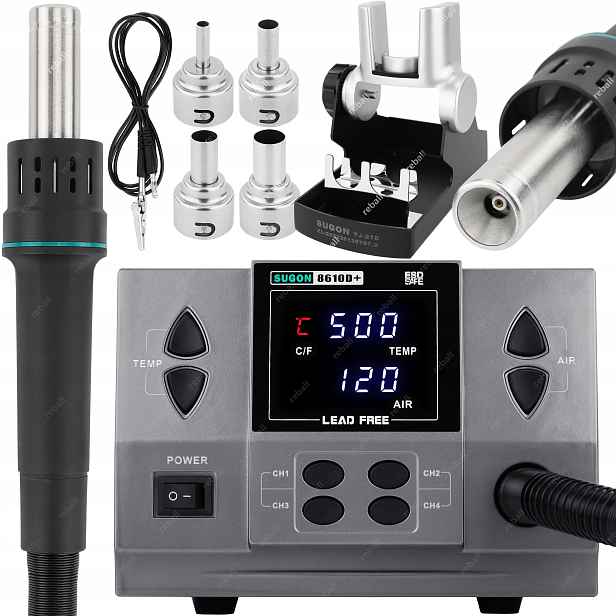 Horkovzdušná Pájecí Stanice Pro Svařování Plastů Bga Smd Sugon 8610D+ 1000W