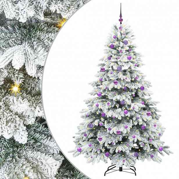 vidaXL Umělý vánoční stromeček s 300 LED diodami Bílá 210 cm PE a PVC