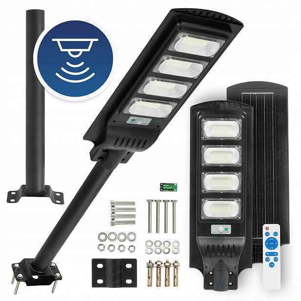 Solární Led silniční lampa 11W Street 6500K, pohybový senzor IP54 Držák