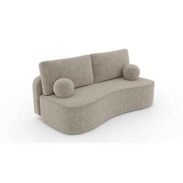 MASSENO POHOVKA ROTONDO, béžová, látka bouclé, s funkcí rozkladu na lůžko