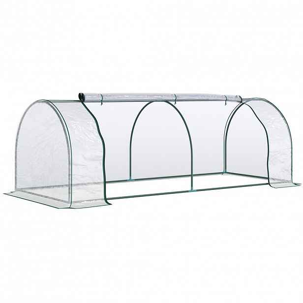 Modfu FÓLIOVNÍK z plastu 250x100x80 cm transparentní s rolovacími dveřmi a ocelovým rámem