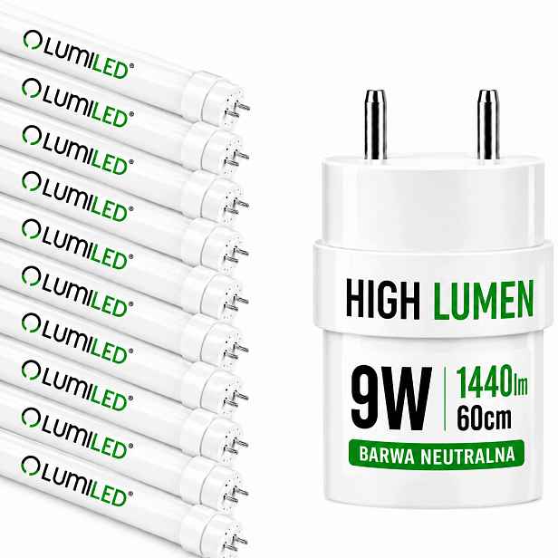 10x Led žárovka G13 T8 60 cm 9W 1440lm 4000K pro hermetická svítidla