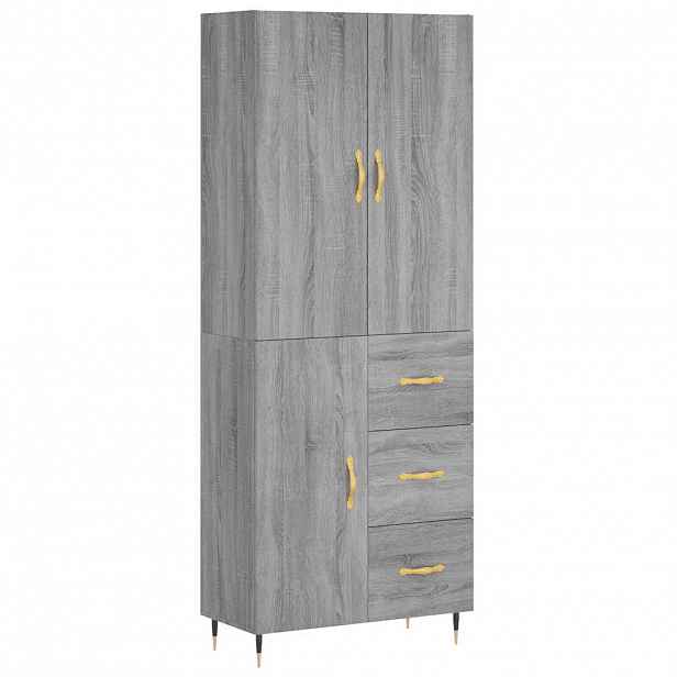 vidaXL Skříň highboard šedá sonoma 69,5 x 34 x 180 cm kompozitní dřevo