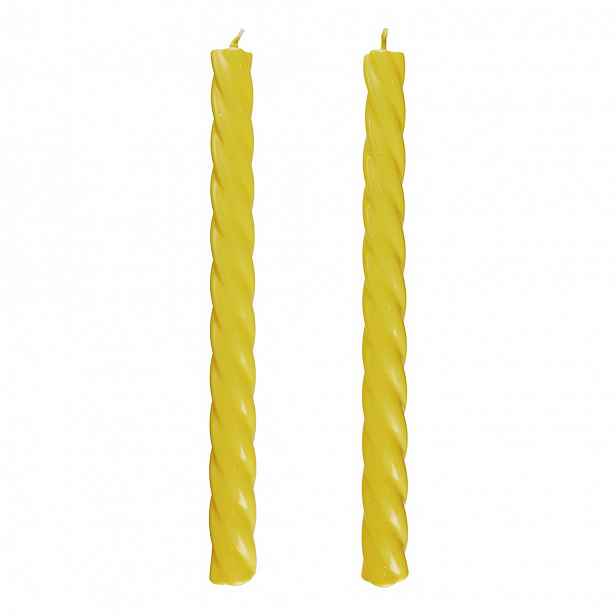 Butlers TWISTED Sada lesklých svíček 2 ks 25,5 cm - sv. žlutá