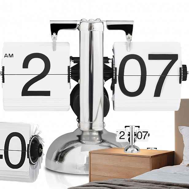 Stojící Mechanický Stolní Klapkový Hodinový Stroj Retro Flip Clock Vintage Klapky
