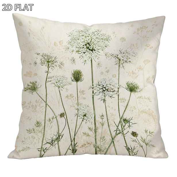 TEMU Vintage Květinový Povlak na Polštář, 18x18 Palců 1ks, Měkký Přírodní Botanický Tisk, Čtvercový 2D Plochý Design, Béžové Pozadí s Bílými Polními