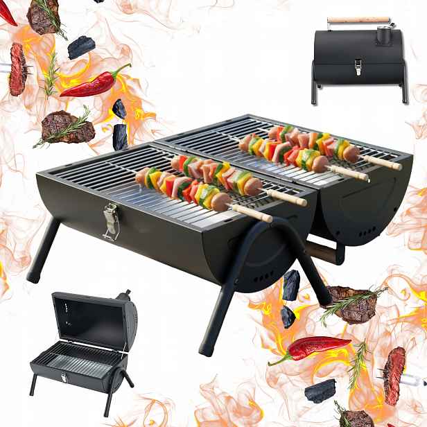 Turistický gril na uhlí Kinghoff KH-2032 přenosný Bbq zahradní