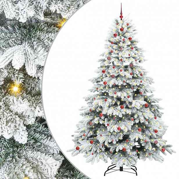 vidaXL Umělý vánoční stromeček s 300 LED diodami Bílá 240 cm PE a PVC