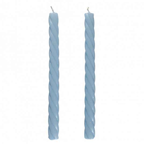 Butlers TWISTED Sada lesklých svíček 2 ks 25,5 cm - sv. modrá
