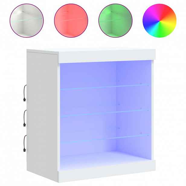 vidaXL Příborník s LED osvětlením bílý 60,5 x 37 x 67 cm