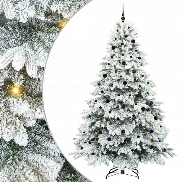 vidaXL Umělý vánoční stromeček s 300 LED diodami Bílá 240 cm PE a PVC