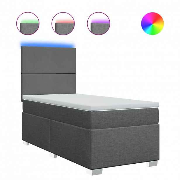 vidaXL Box spring postel s matrací tmavě šedá 80 x 200 cm textil