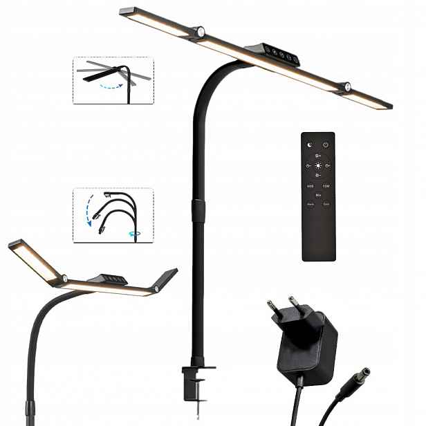Led Kreslicí Lampa Na Stůl Bezstínová Stolní Lampa Pro Pracovní Desku S Dálkový Ovladač
