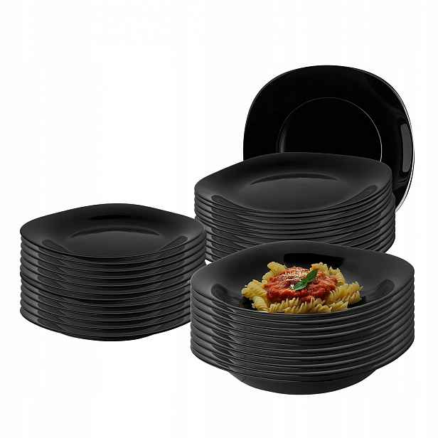 Sada skleněných talířů jídelní servis Altom Design Black Harmony pro 12 osob