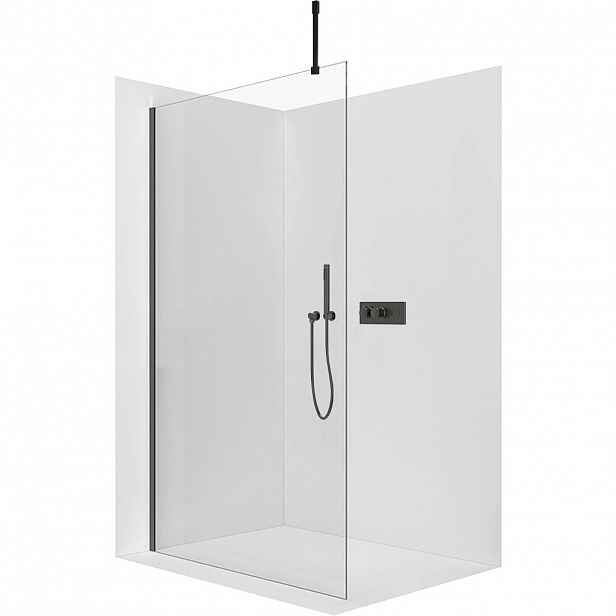 Sprchová zástěna Walk-in Onyx Top Cube L/P - 8 mm - hranatá vzpěra - černá matná, transparentní sklo - 160x200 cm