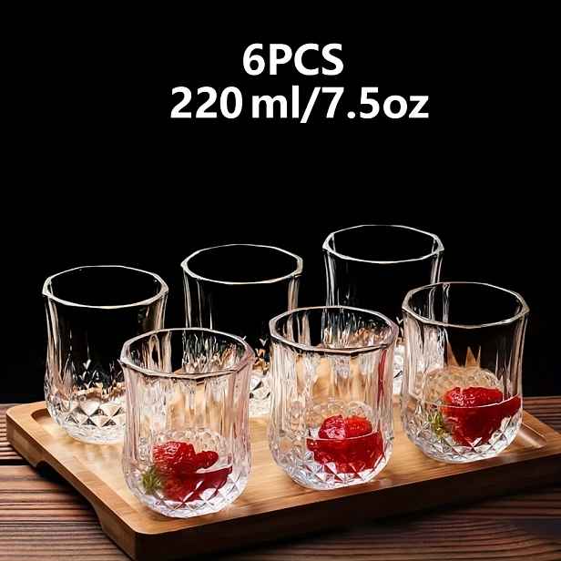 TEMU Sada křišťálově čirých sklenic na whisky | 220 ml sklenice Highball, ideální pro námořní , dezerty, nápoje, večírky, lihoviny a kvalitní duchy