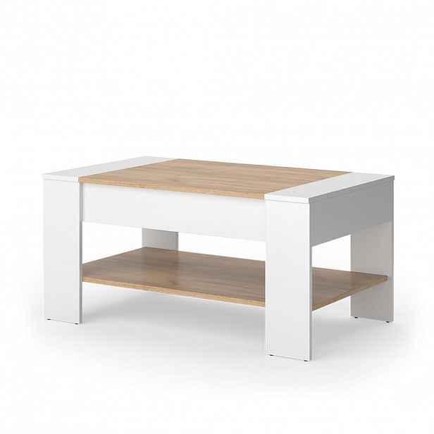 Vicco KONFERENČNÍ STOLEK August Bílý/zlatý dub 99.6 x 58.8 cm se zásuvkou