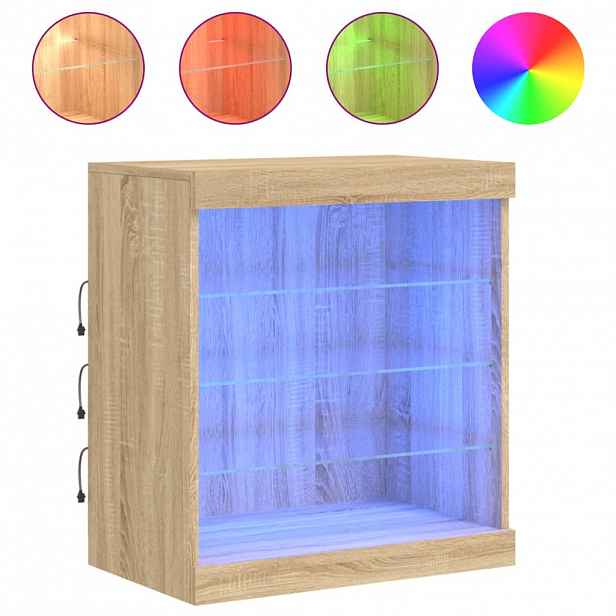 vidaXL Příborník s LED osvětlením dub sonoma 60,5 x 37 x 67 cm