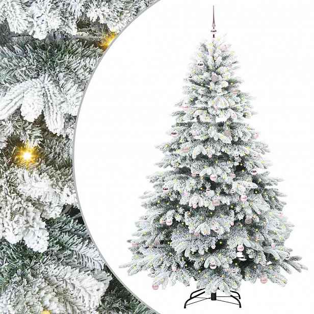 vidaXL Umělý vánoční stromeček s 300 LED diodami Bílá 240 cm PE a PVC