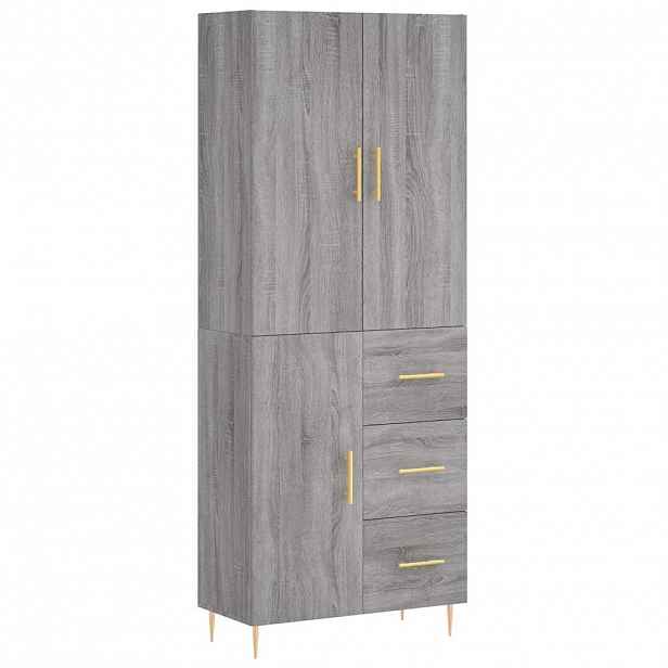 vidaXL Skříň highboard šedá sonoma 69,5 x 34 x 180 cm kompozitní dřevo