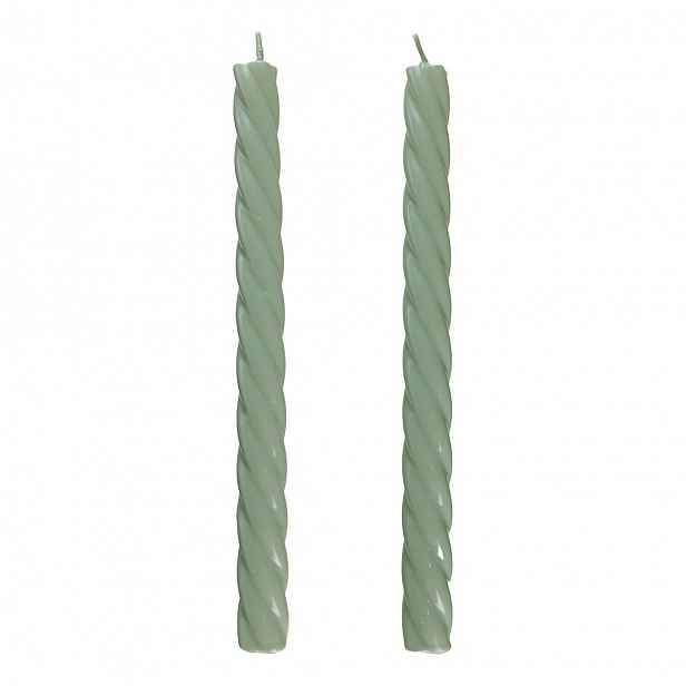 Butlers TWISTED Sada lesklých svíček 2 ks 25,5 cm - mátová