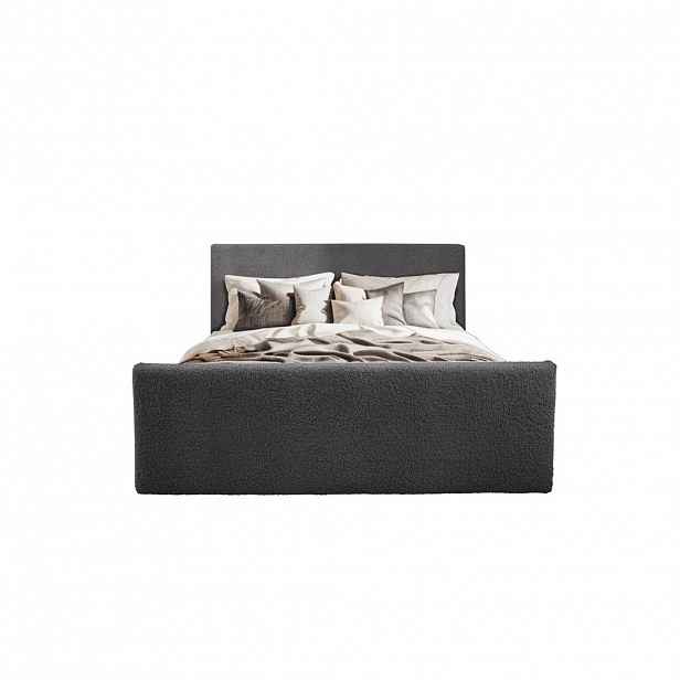 Kaiser Möbel KONTINENTÁLNÍ POSTEL s úložným prostorem a topperem LAMM tkanina Sven Tmavě šedá 200x200 cm H2-Pocket
