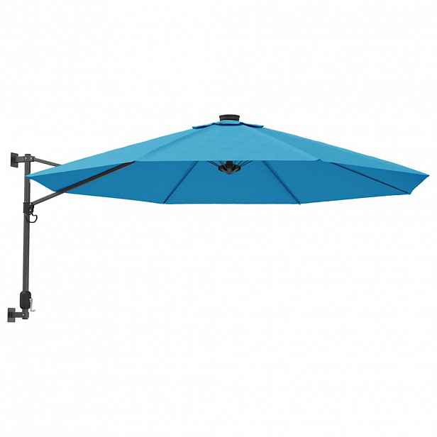 vidaXL Nástěnný slunečník s LED Sea Blue 290 cm
