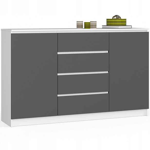 Komoda K160 2D 4SZ Clp Pk Bílá Šedá Akd