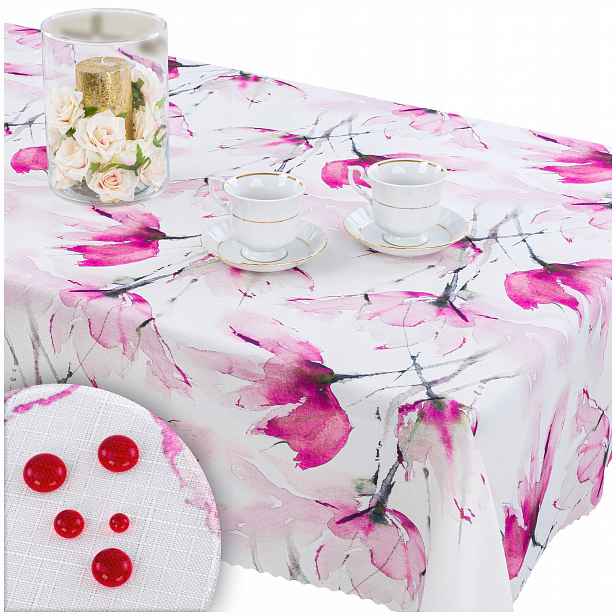 Ubrus odolný proti skvrnám Elbrus Krásné velké růžové květy U3 7z885 130x320 cm