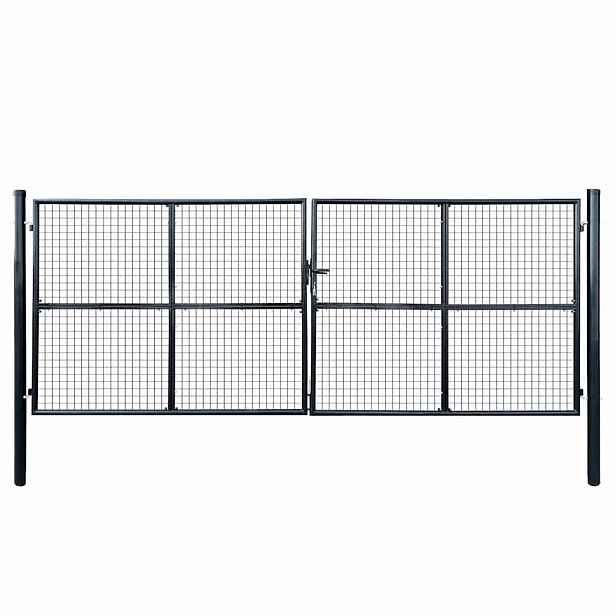 vidaXL Pletivá zahradní branka pozinkovaná ocel 400 x 150 cm šedá