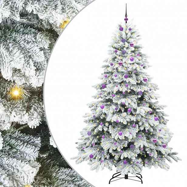 vidaXL Umělý vánoční stromeček s 300 LED diodami Bílá 240 cm PE a PVC
