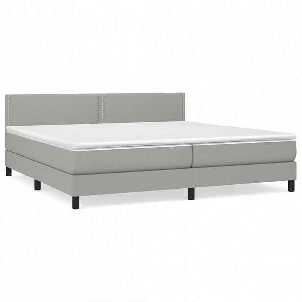 vidaXL Box spring postel s matrací světle šedá 200 x 200 cm textil
